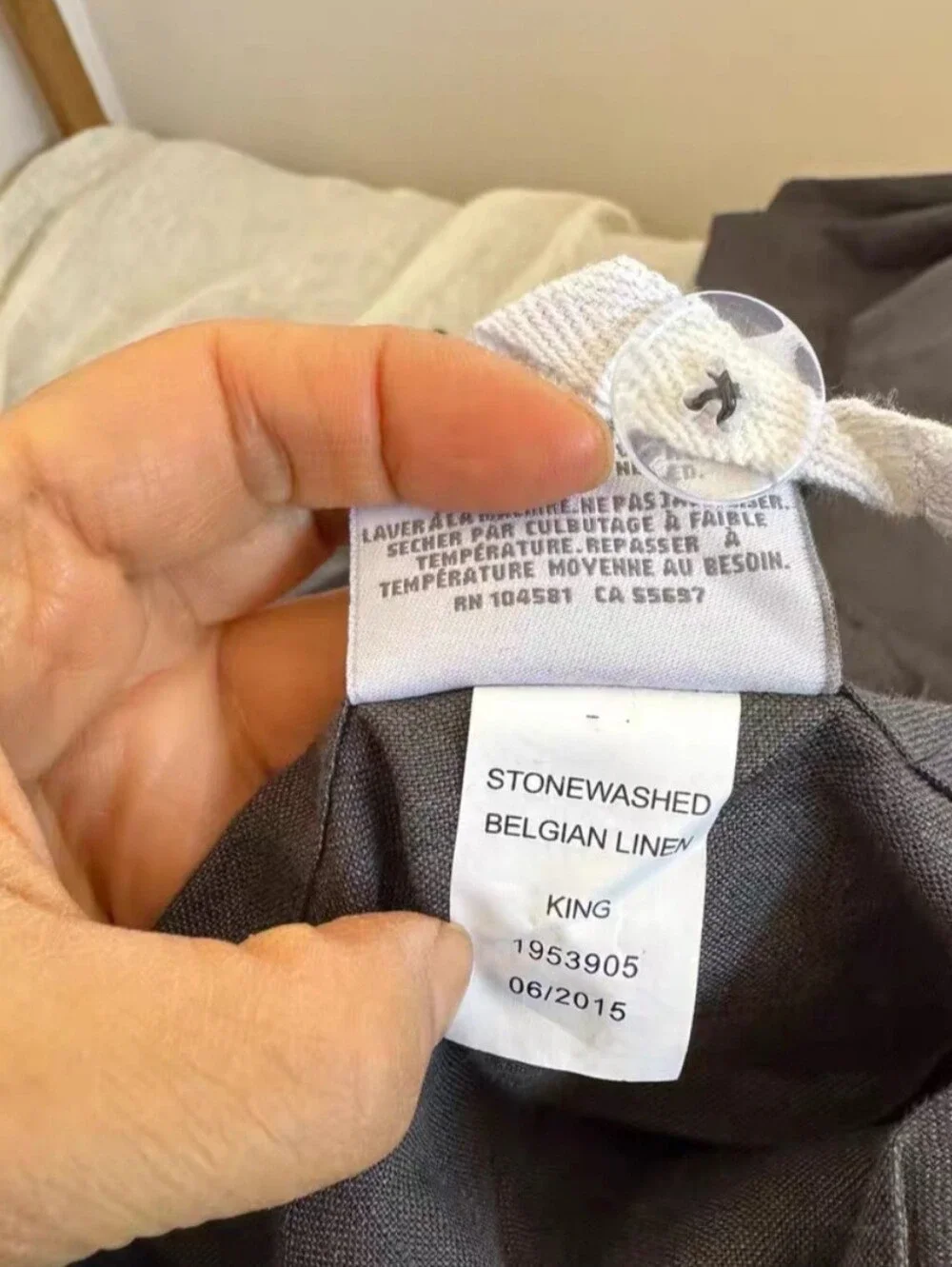Restoration Hardware Belgian Stonwashed Linen Duvet Cover King